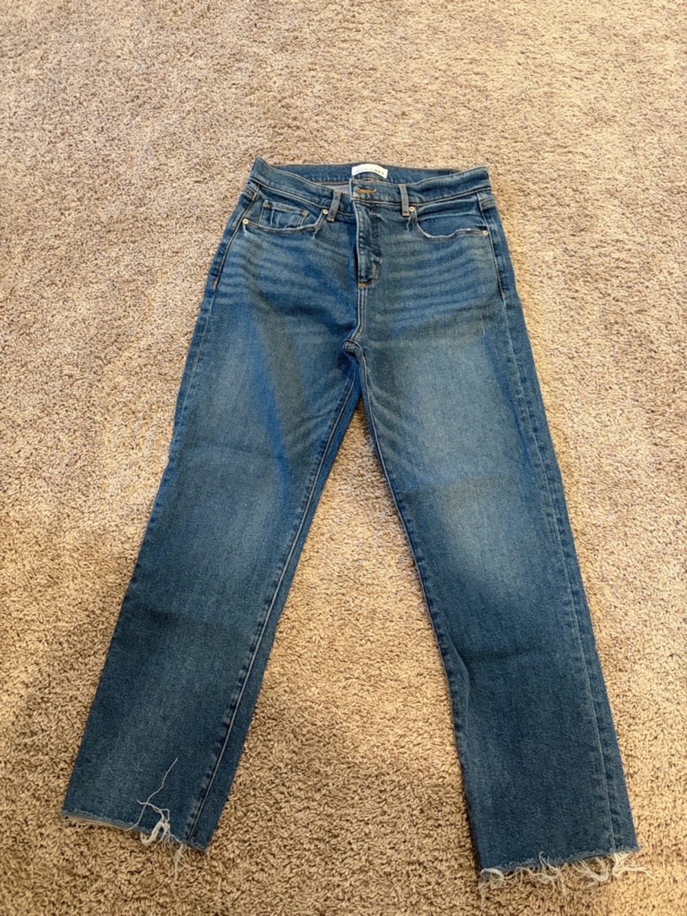 LOFT Straight-Leg High-Rise Jeans - Blue Denim